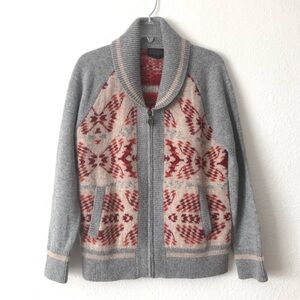 Pendleton Boho Western Wool Alpaca Zip Up Cardigan